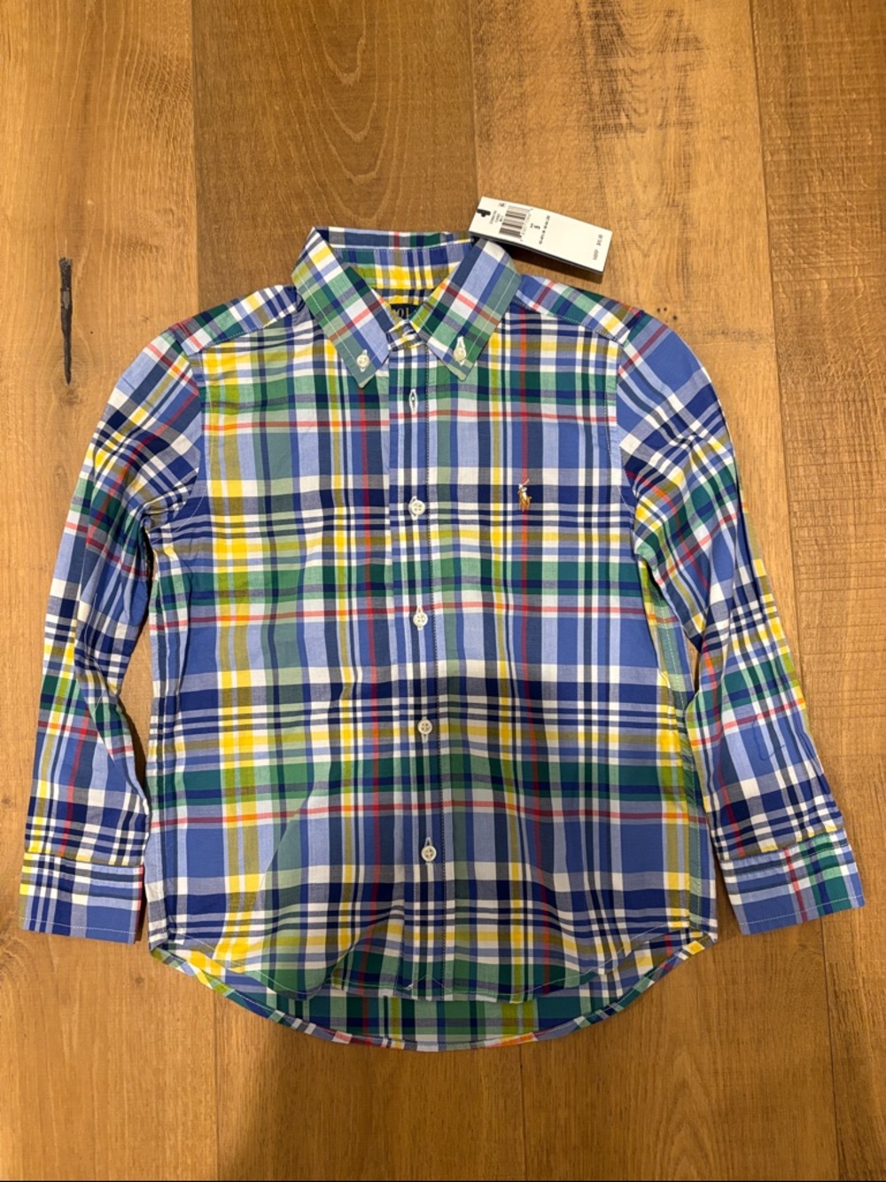 Polo by Ralph Lauren Blue, Green & Yellow Plaid Button-Down Shirt